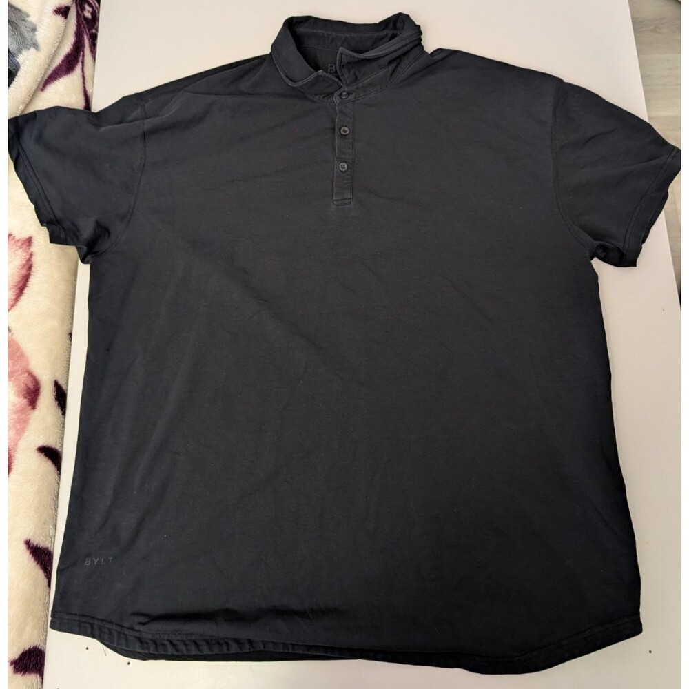 BYLT Premium Basics Mens Drop-Cut Polo Shirt Short Sleeve Black Size XXL